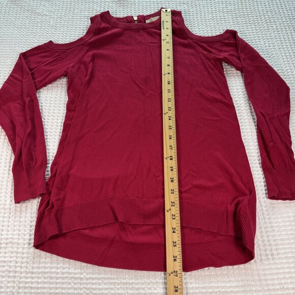 Michael Kors Dark Pink Crew Neck Open Shoulder Long Sleeve Sweater - S - Picture 5 of 10